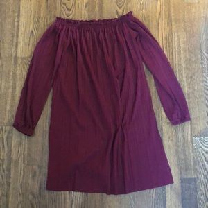 Maroon off-the shoulder dress